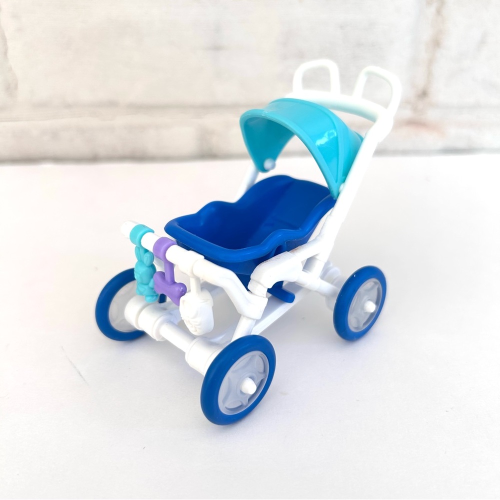 Barbie Posh Pet Stroller Blue and White Dollhouse Toys Stroller only